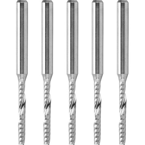Lot de 5 fraises hélicoïdales en carbure de tungstène pour bois, 3,175 x 2 x 17 mm, outils de défonceuse pour sculpture et perçage (1/5)