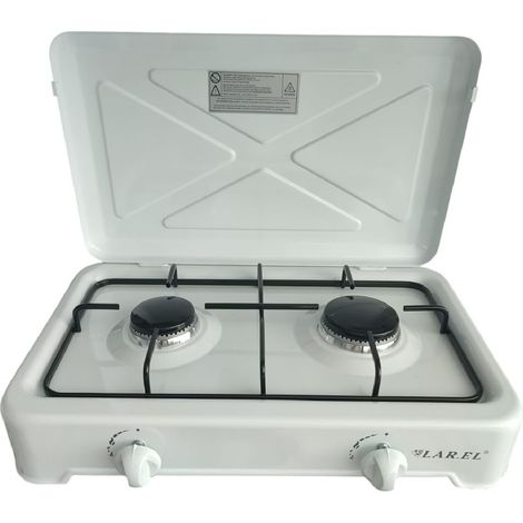 FORNELLO CUCININO 2 FUOCHI FORNELLI DA APPOGGIO CAMPING BIANCO LAREL GAS GPL