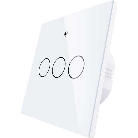 Interruttore Da Scatola 502, Touch Bianco, WIFI 2.4G+BLE+RF 433MHz, Bluetooth BLE Mesh, TUYA Smart Life, 220V 10A, 86X86X30mm Per Scatola 502, IP20,Disponibili 1,2,3 Tasti (3 Tasti)