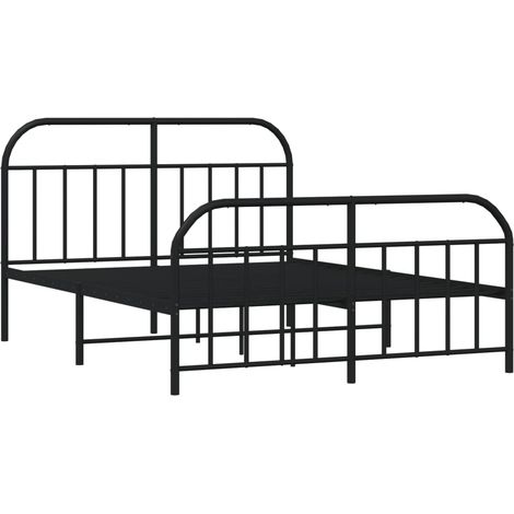 Cadre de lit métal sans matelas avec pied de lit noir 140x190cm vidaXL (1/5)