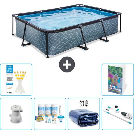 Exit Pool Rechteckig - Steinoptik - 300x200x65 cm - 7-teilig S310