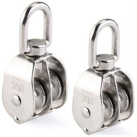 Double Pulley 2pcs 304 Stainless Steel Swivel Double Pulley- (1/4)