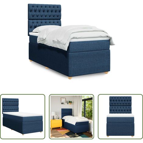 Matratze -  Boxspringbett mit Matratze Blau 80x200 cm Stoff (1/5)
