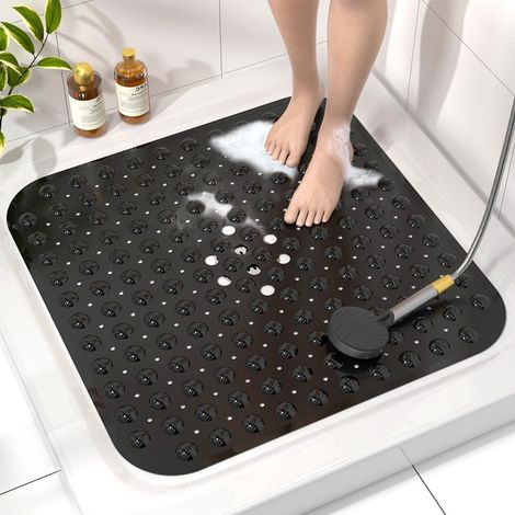 Duschmatte rutschfest Saugnäpfe Schwarz 53 x 53 cm (Quadratisch) (1/5)