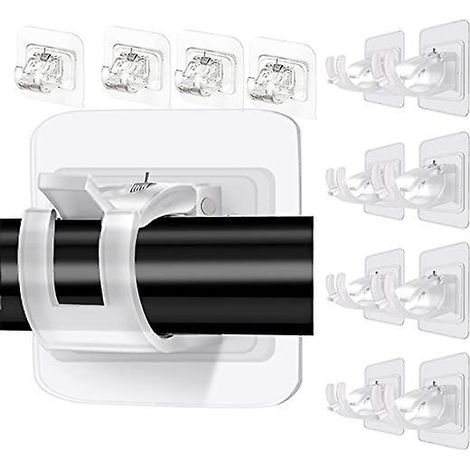 lot De 12 Crochets Support De Tringle  Rideau Auto-adhsif, Clips D'anneau Mural Sans Perage Support De Tringle De Fixation, Tringle  Rideau Rglabl (1/5)