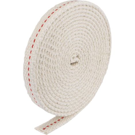 Baumwolldocht für Öllampen, flach, breit, 10 mm, 2 Meter lang, mit rotem Punkt. Geeignet für Öllampen. (1/5)