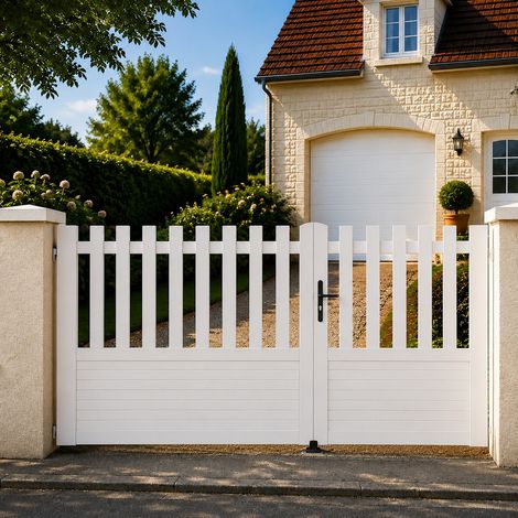 Portail battant manuel PVC blanc structure renforcée H 145 x L 250 ALENÇON DROIT (1/5)