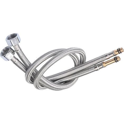 Tubo flessibile ad alta pressione in acciaio inox 304 intrecciato – tubo antideflagrante da 60 cm per scaldabagni, lavandini e rubinetti con raccordo da 1/2". (1/4)