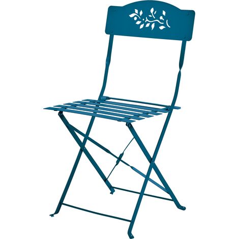 Lot de deux chaises de jardin pliante en acier Bleu Canard 41x46 cm
