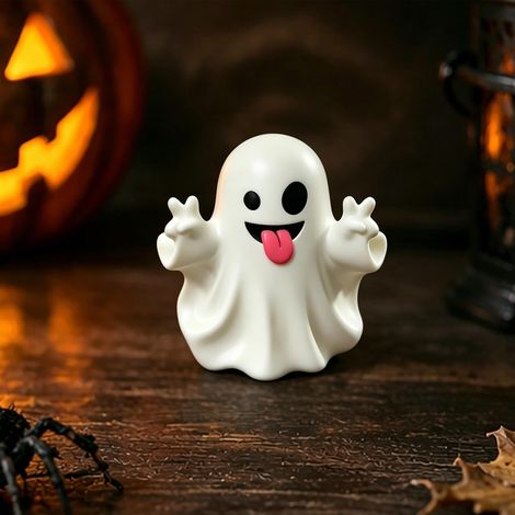 Figurine de fantôme mignon (1 pièce) en résine, décoration de table effrayante pour Halloween (1/5)