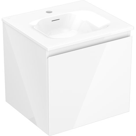 Mexen Orio Badezimmerschrank 50 cm mit Waschbecken Vela, 1 Schublade, weiß glänzend - 91A10-05047-1-BF00-W23M00