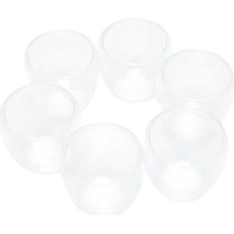6 Tasses à Café en Verre Transparent 100ml Isothermes Double Paroi Résistantes à la Chaleur (1/5)