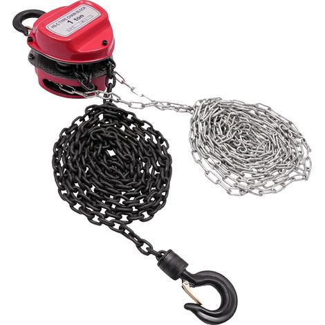 Treuil à chaîne, capacité de charge de 2204,6 lbs, construction en acier allié durable, Rouge (1/2)