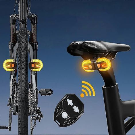 HONORNIC - Feu arrière clignotant pour vélo avec télécommande sans fil, double lampe et indicateur, rechargeable par USB