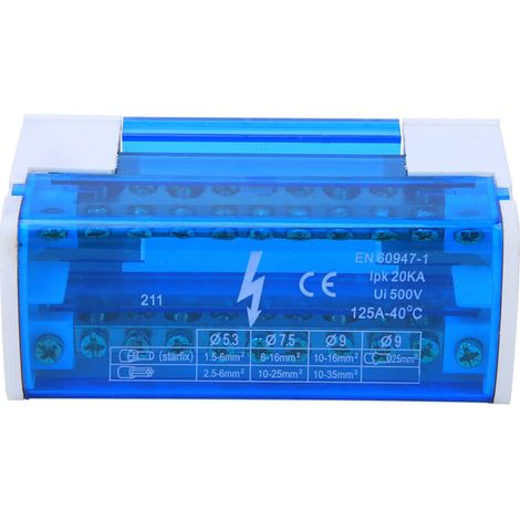 Boîtier de distribution terminal Rail DIN 2 niveaux monophasé avec couvercle anti-poussière transparent 211 (1/5)