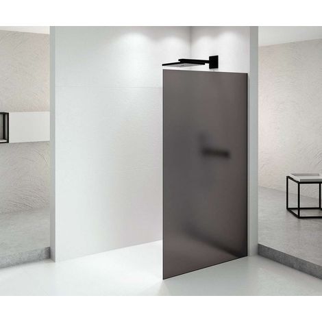 Polysan Architex - Duschwand Walk-In, 76x210 cm, mattschwarz/mattiertes Rauchglas AXB80SM (1/2)