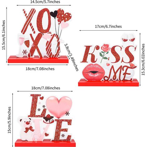 Valentinstag-Tischdeko aus Holz, Schreibtischornamente, Dekoration, Fröhlichen Valentinstag, Liebes-Holzhandwerk (1/5)