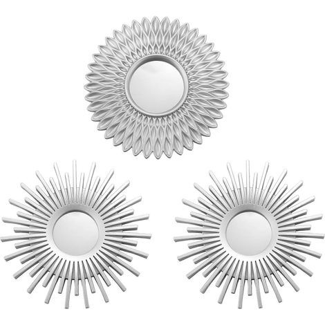 Lot de 3 miroirs argentés muraux - Miroirs décoratifs pour la décoration de la chambre et de la maison (1/5)