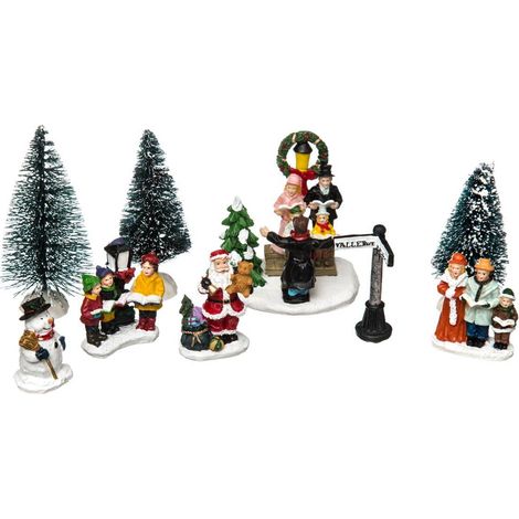 Set di 9 figure di villaggio e alberi di Natale - Feeric lights & christmas