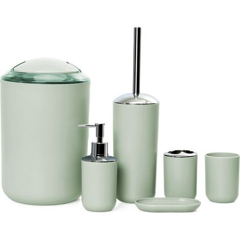 Ensemble d'accessoires de salle de bain 6 pièces vert (1/5)