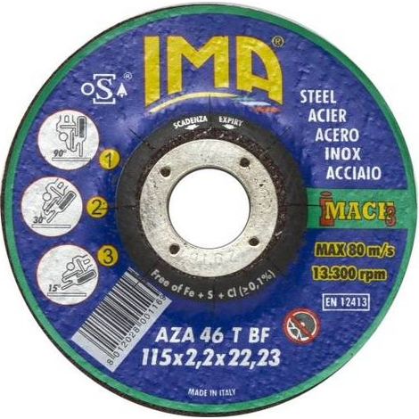 Ima Disco Per Ferro Taglio E Sbavo D 115X2,2 Mm - 25 Pz