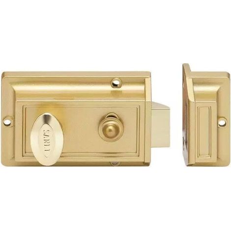 Serrure extérieure antivol, serrure de porte à 3 clés, verrou sécurité en laiton poli, fixations loquets avant supplémentaires, cylindre distance d'entrée, for portail, Flat Smart (1/5)