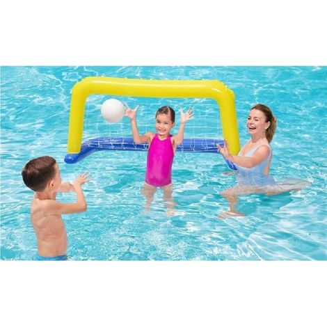 TrAdE Shop Traesio - Porta Gonfiabile Galleggiante Water Polo Con Palla Giallo 137x66cm Bambini 52123 - (1/5)