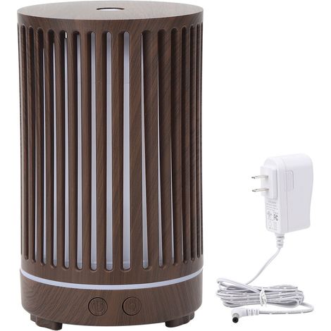 200 ml geräuschloser Aromatherapie-Diffusor mit farbigem Nachtlicht, Luftbefeuchter, US-Stecker 100–240 V (dunkle Holzstruktur) (1/5)