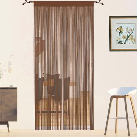 Rideau Fil Anti Mouches pour Porte Extérieur - Moustiquaire Fenêtre, Cloison De Séparation De Pièces (Café, 90 x 245 cm) (1/5)