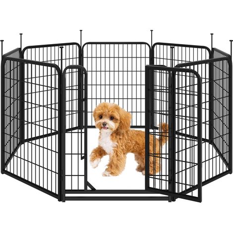 Yaheetech Recinto per Cani Cuccioli Conigli Gatti Animali da Interno e Esterno Giardino Rete Recinzione Ferro 8 pz 65 x 80 cm Pieghevole e Portatile