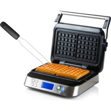Digitales Doppel Waffeleisen Belgische Waffeln 5 Programme Timer mit Waffelgabel (1/5)
