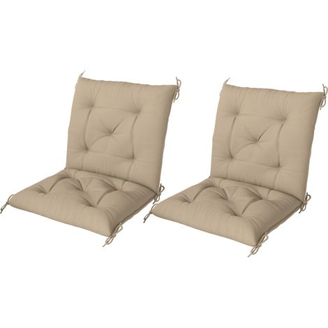 Coussins de chaise d'extérieur 98x50x8 cm beige lot de 2 avec attaches