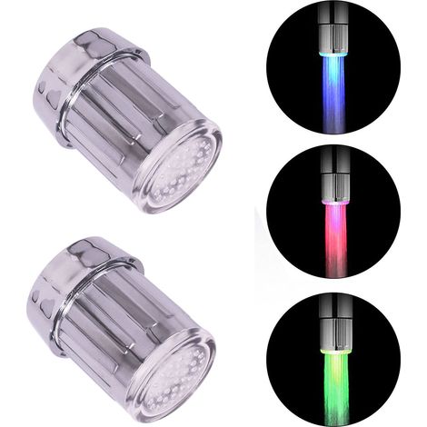 2 LED Aérateurs Robinet 3 Couleurs Température pour Salle Bain
