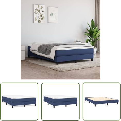 The Living Store Bettgestell ohne Matratze Blau 140x200 cm Stoff - Bettes - Doppelbett - Boxspringbetten - Lattenrost - Blau (1/5)