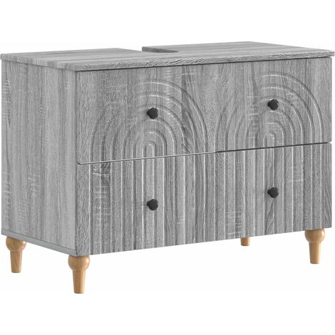 Bathroom Sink Cabinet ALKMAAR Grey Sonoma 82 x 41x 59 cm vidaXL (1/5)