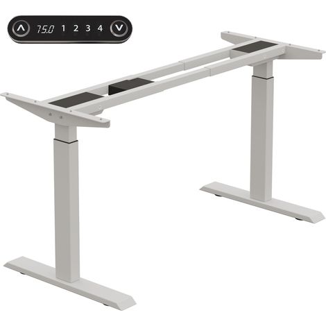 Bureau Assis Debout Électrique Réglable en Hauteur，69-115cm Double Moteur Cadre en Acier Pied De Table Reglable，Blanc (1/5)