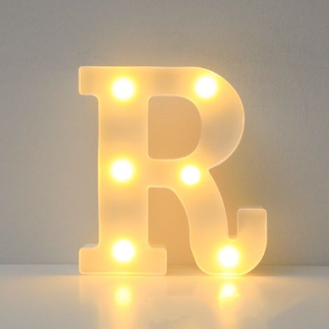 Una letra R luminosa con cuatro LED, de aproximadamente 16 centímetros de diámetro, es perfecta para fiestas de cumpleaños, Navidad y pedidas de mano. (1/3)