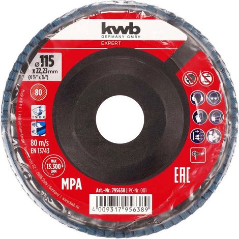 DISCO LAMELLARE IN ZIRCONIO DIAM. 115 MM GRANA 80 CON SUPPORTO IN PLASTICA
