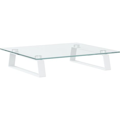 Supporto per monitor da tavolo mobile da scrivania 40 x 35 x 8 cm vetro temperato e metallo bianco 020044861