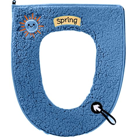 Housse De Siege De Toilette - Peluche Polyester - Fermeture Eclair Et Poignee - Pour Siège Standard - 1 Piece (1/5)