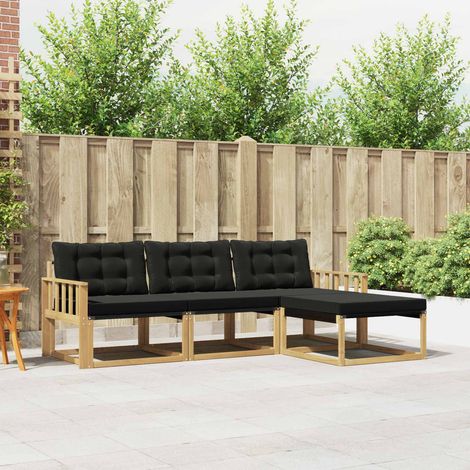 vidaXL Outdoor-Sofagarnitur 4 Stk. Weiß und Schwarz (1/5)