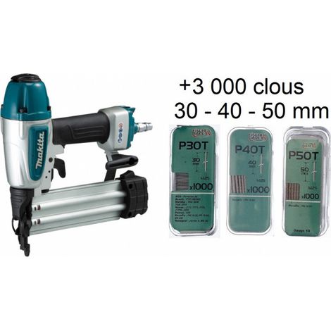 Cloueur pneumatique MAKITA AF506 - 8 bar - 15-50mm - Avec 3000 clous de 30, 40 et 50 mm