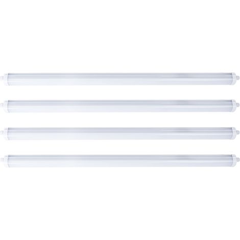 Wannenleuchte LED Feuchtraumlampe weiß Werkstattleuchte Industrie IP65, Kunststoff, 48W neutralweiß, LxBxH 150x6,5x5,8 cm, 4er Set