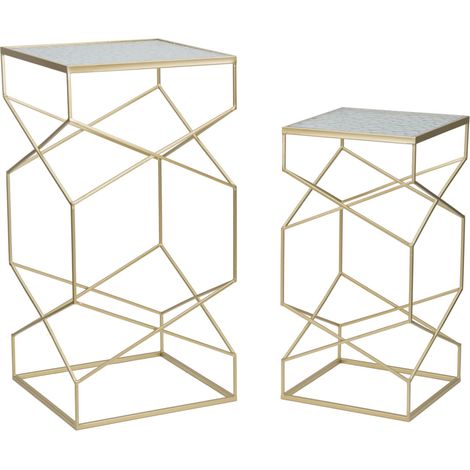 Set 2 tavolini quadrati in metallo e vetro Glassy L (1/5)