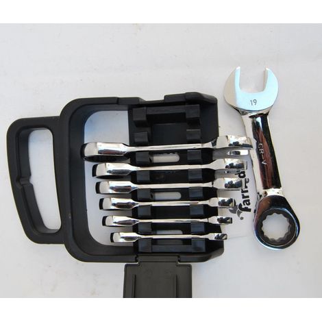SET CHIAVI CHIAVE CRICCHETTO NANE CORTE COMBINATE 7 PZ CROMO VANADIO 8 19 ox 186