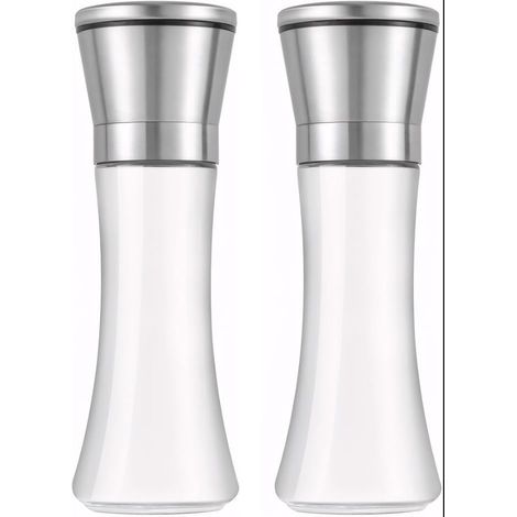 moulins à sel et poivre en verre de acier inoxydable avec noyau de broyage en céramique réglable manuellement pour poivre, sel, épices, sans contenu (1/5)