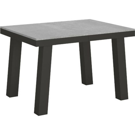Table extensible 6 à 16 places L 120 à 380cm gris béton et cadre métal anthracite Bidy (1/5)