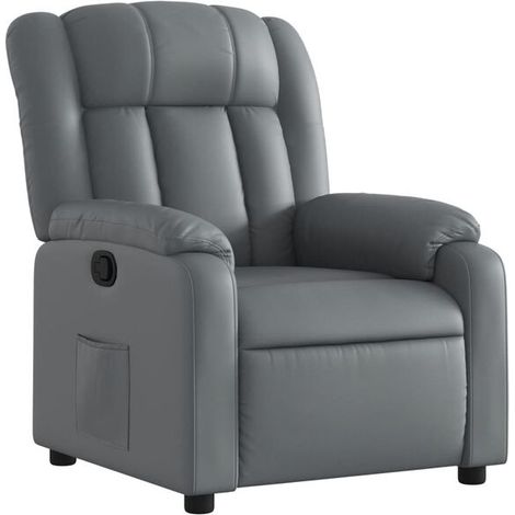 Chaise longue en similicuir gris – Canapé-lit relax design contemporain avec dossier réglable, idéal pour salon, chambre ou espace détente (1/5)