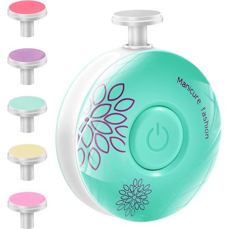 Electric baby nail file: Quiet operation, 6 interchangeable file heads (batteries not included). (1/5)