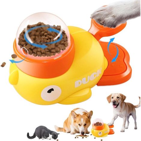 Distributeur de friandises interactif pour chiens et chats, jouet puzzle et gamelle anti-glouton, mangeoire à alimentation lente, distribution de nourriture, jaune (1/5)